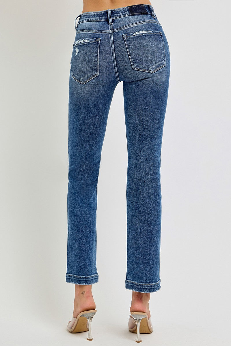 Plus Tummy Control Elastic Band Mid Rise Straight