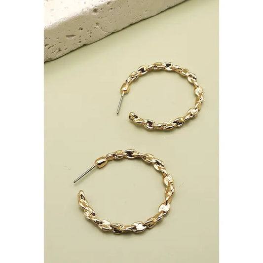 Gold Linked Hoop Earring