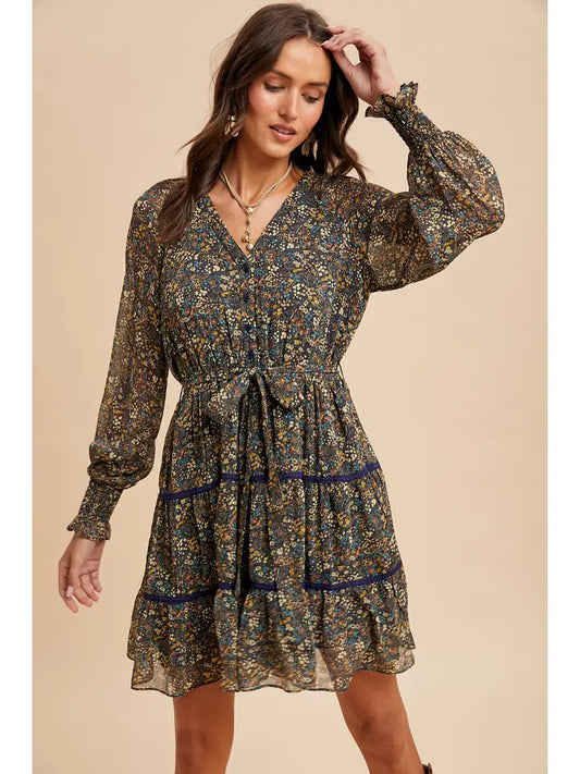 Floral Lace Overlay Mini Dress