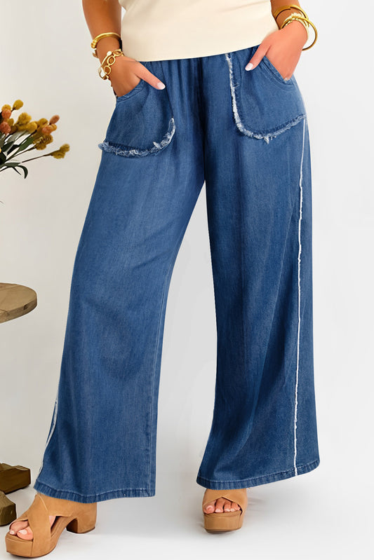 Plus Blue Washed Denim Loose Pants