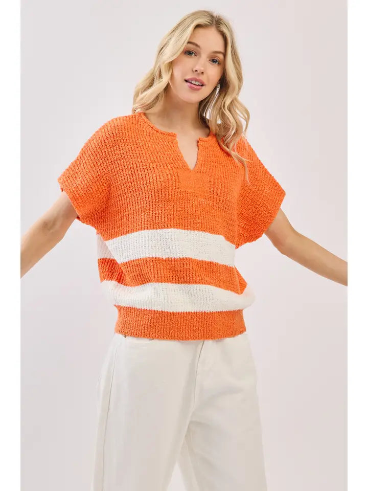 Orange and White Stripe Sweater Vest