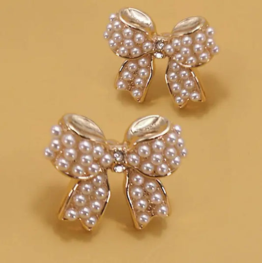 Mini Pearl Bow Earrings
