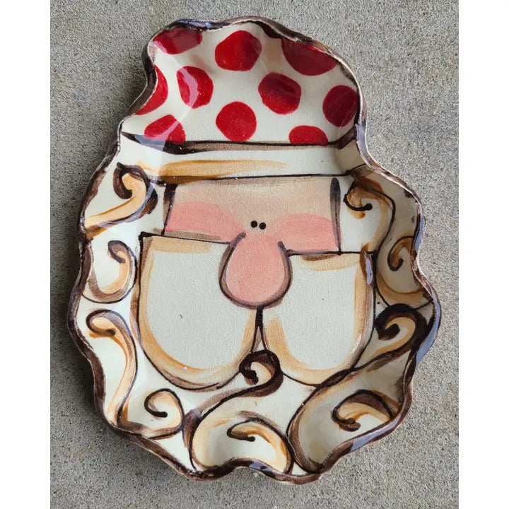 Freeform Ruffled Plate (Santa Dots)