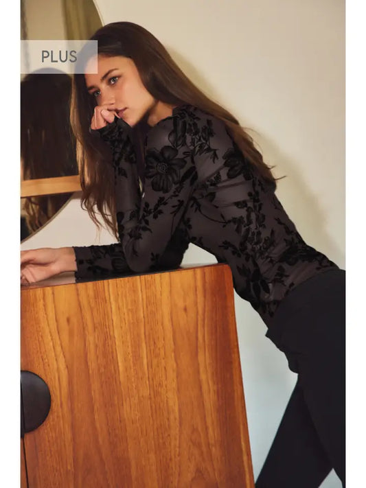 Plus Sheer Floral Top