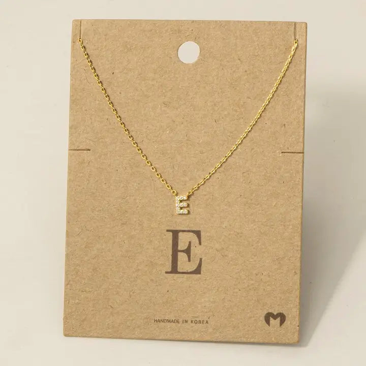 Mini Rhinestone Initial Necklace