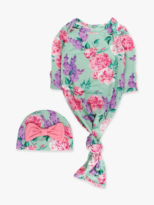Baby Girls Bamboo Knotted Gown & Hat