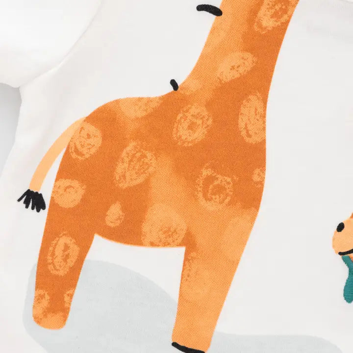Organic Safrari Giraffe Whit Baby Bodysuit