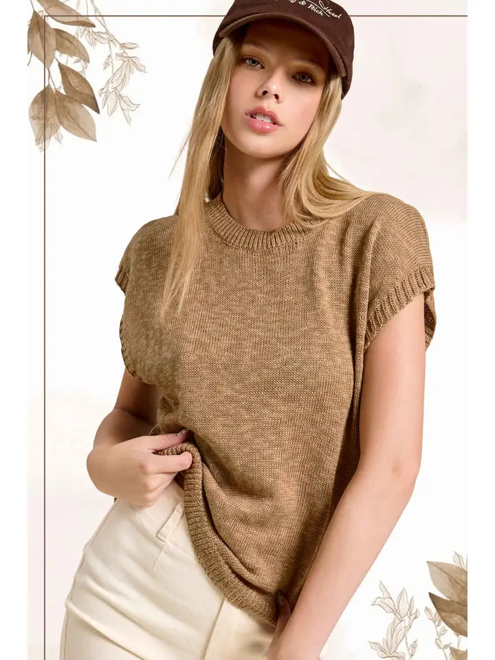 Peanut Loose Fit Sleeveless Ribbed Knit Top