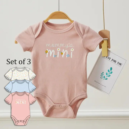 Pack of 3 Baby Mini Flower Bodysuits