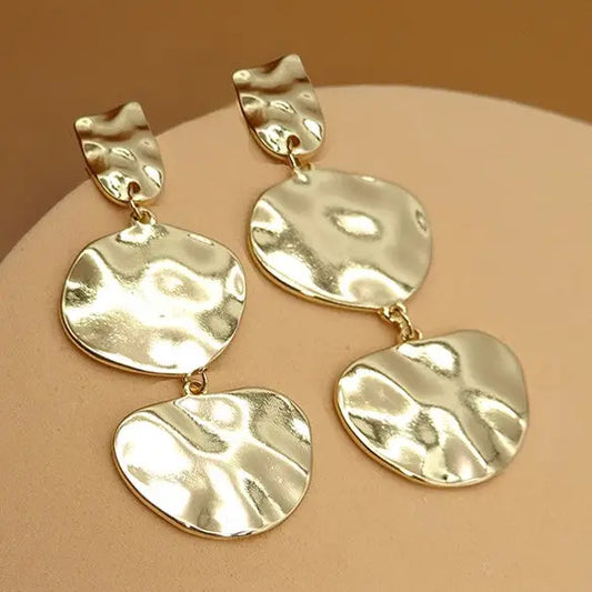 Hammer Shiny Linear Drop Earrings