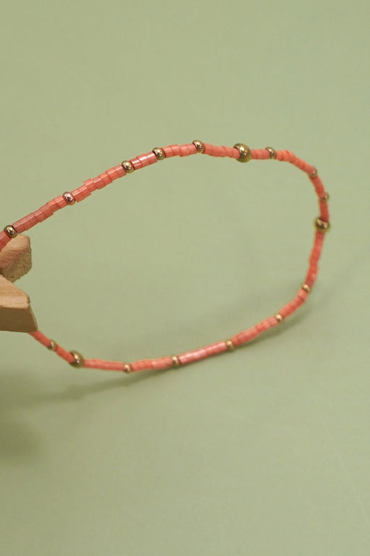 Peach Boho Ball Beaded Bracelet