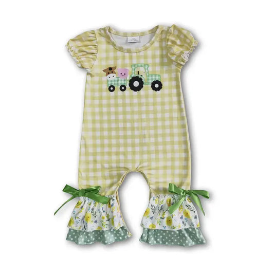 Baby Truck Plaid Romper
