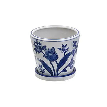 Blue/White Floral Design One Planter