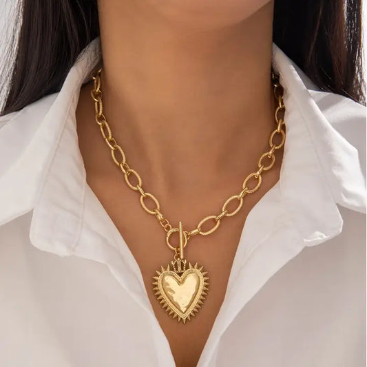 Spiked Heart Chunky Necklace