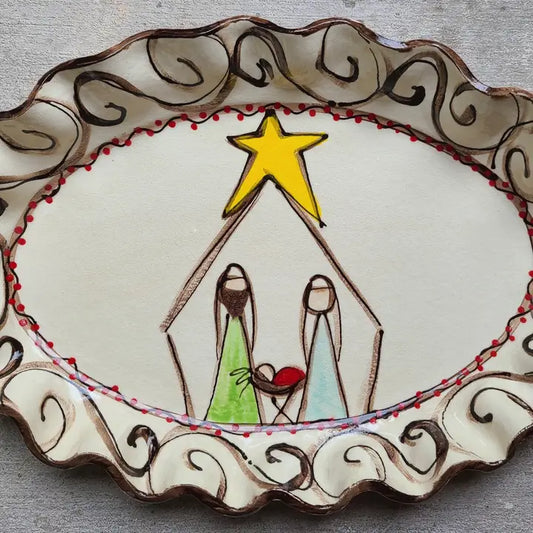 Oval Platter (Swirl Nativity)