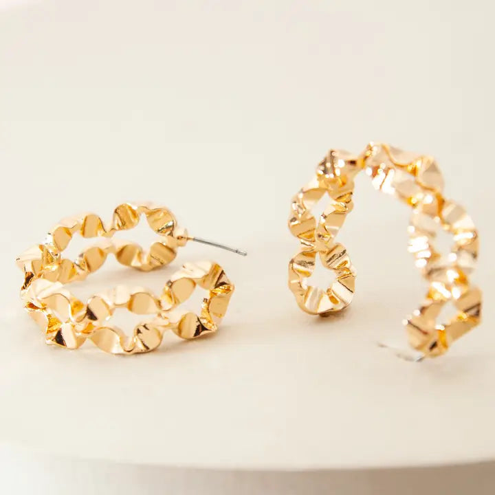 Double Row Hammered Geo Hoop Earrings