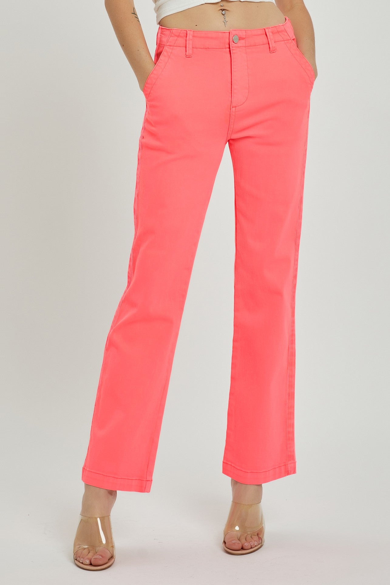 Risen Coral High Rise Straight Leg Pants
