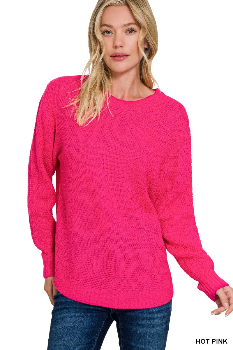 Hot Pink Waffle Knit sweater