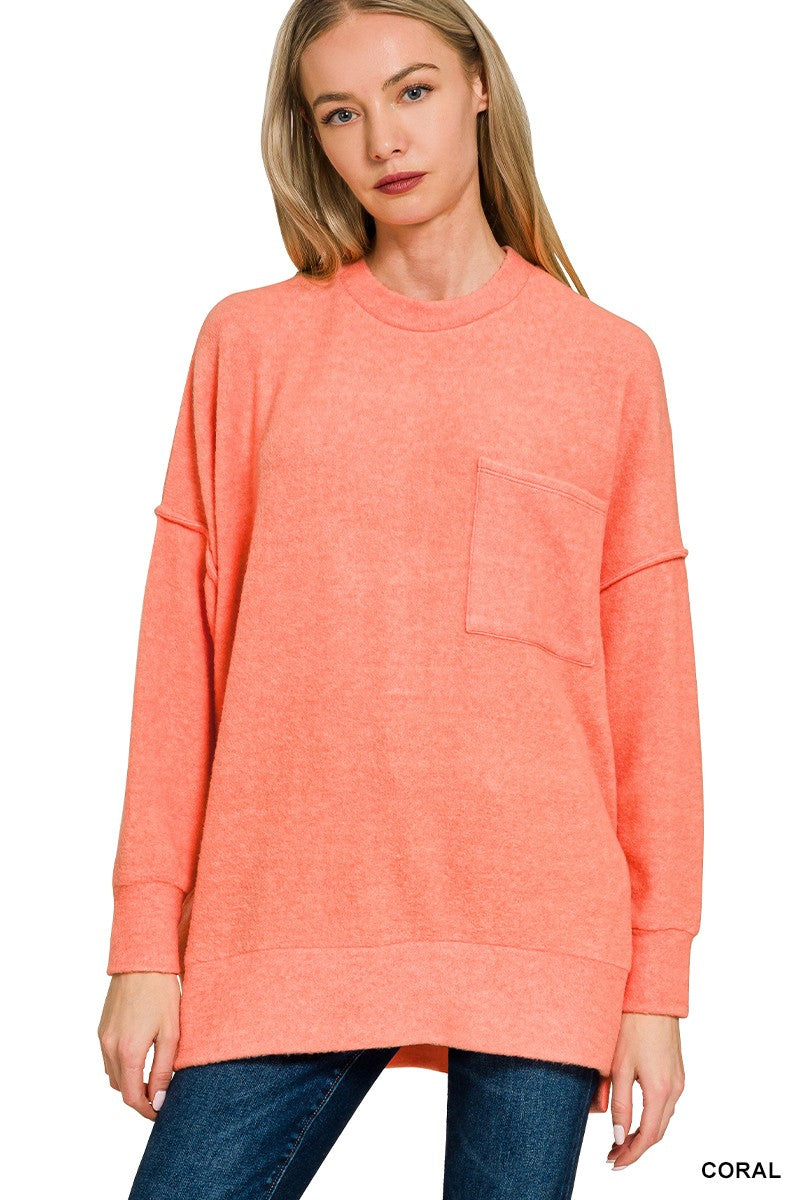 Coral Melange Oversized Sweater