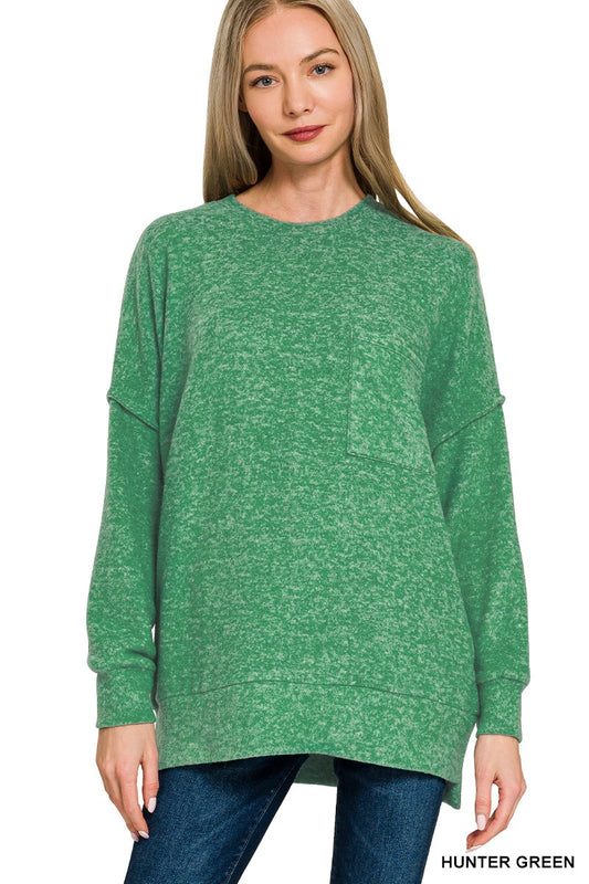 Hunter Green Melange Oversized Sweater