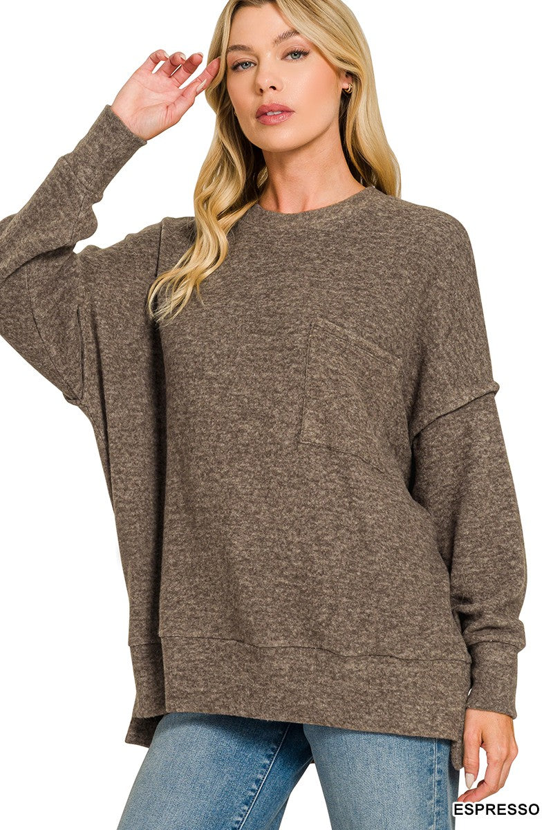 Espresso Brushed Melange Oversized Sweater