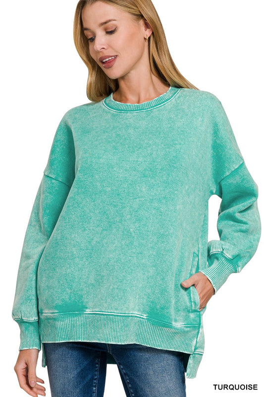 Turquoise Fleece Pullover