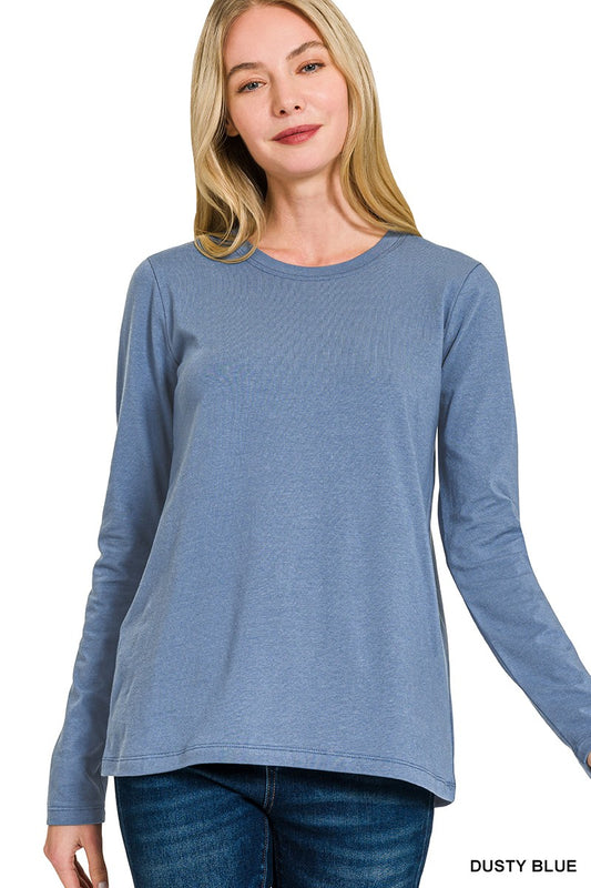 Basic Denim Blue Long Sleeve Top