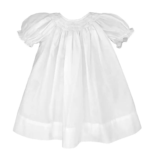 White Day Gown with Wave Smocking