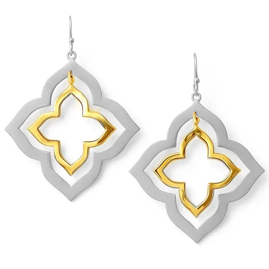 Gold and Silver Metal Clover Earring