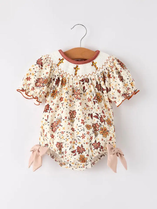 Colorful Floral Smocked Church Romper