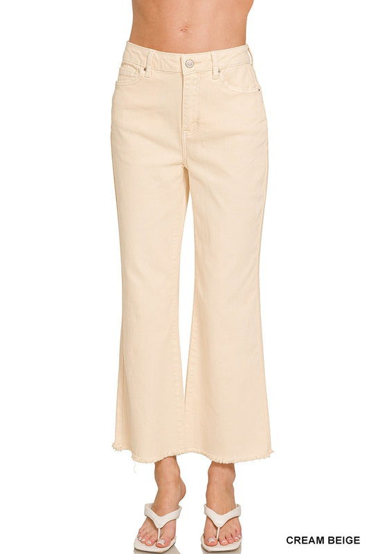 Zenana Cream Beige Acid Wash Pants