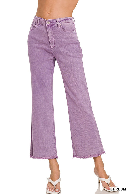 Zenana Light Plum Acid Wash Pants