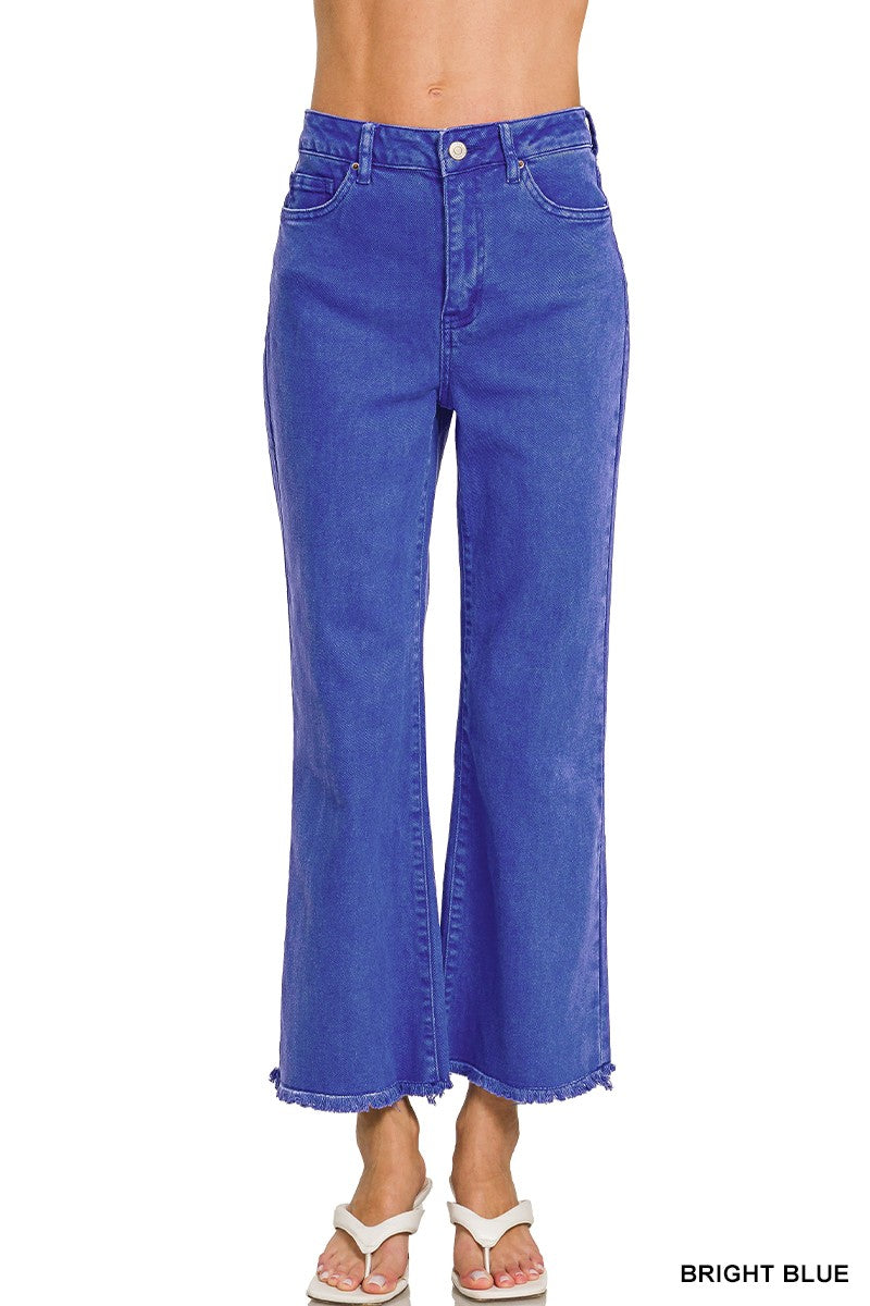 Zenana Bright Blue Acid Wash Pants