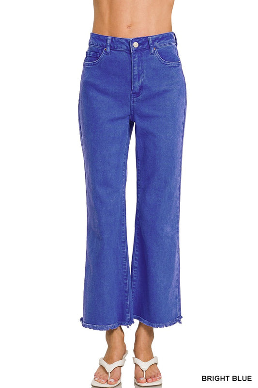 Zenana Bright Blue Acid Wash Pants