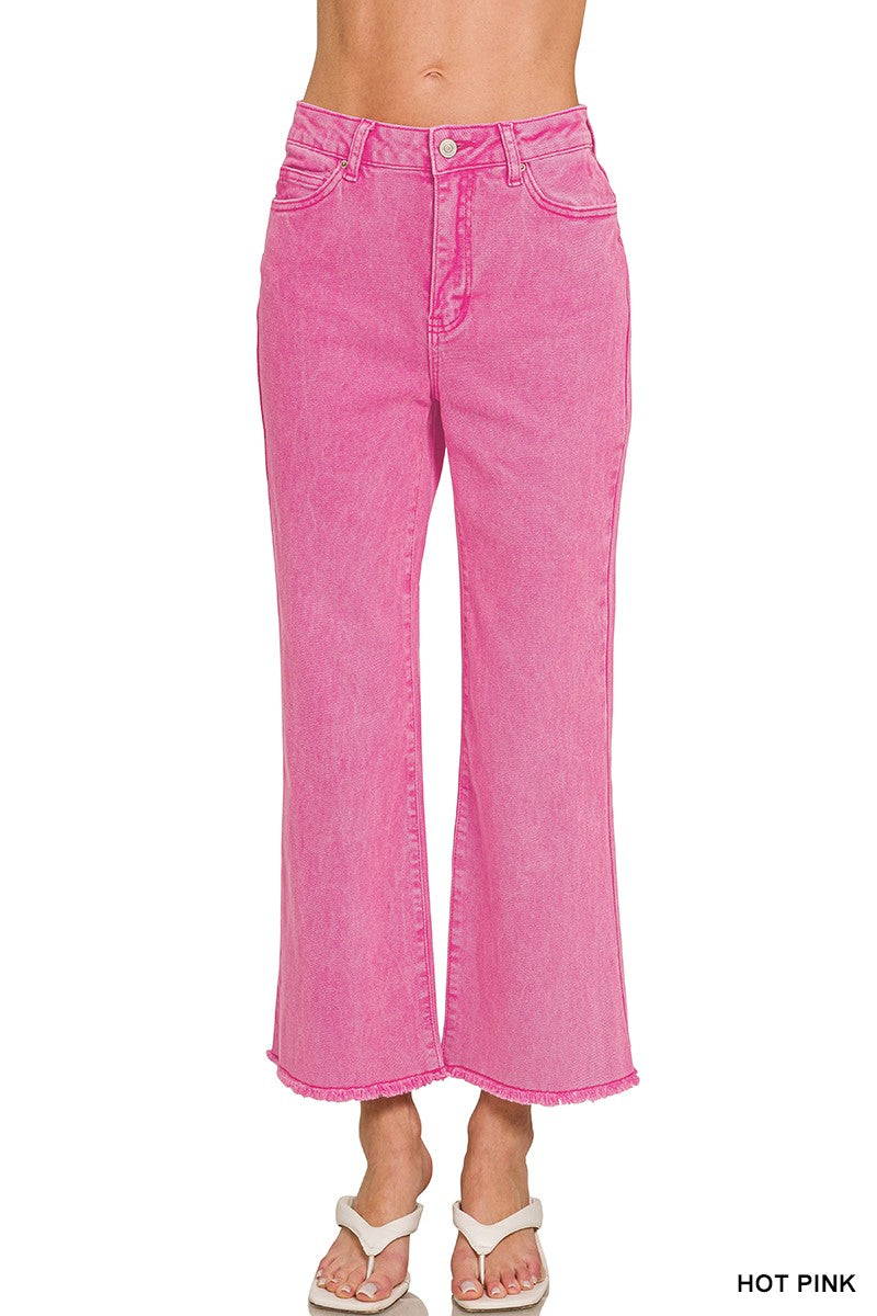 Zenana Hot Pink Acid Wash Pants