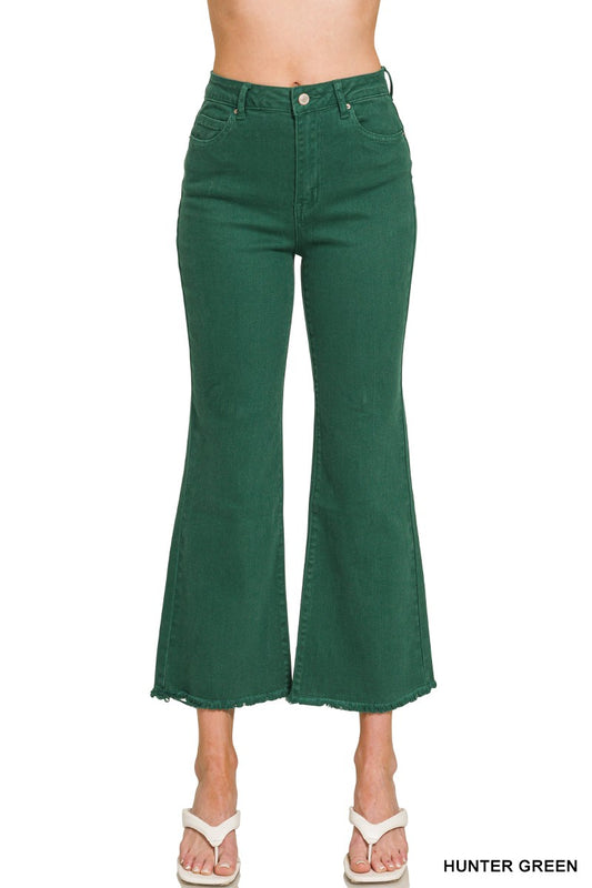 Zenana Hunter Green Acid Wash Pants