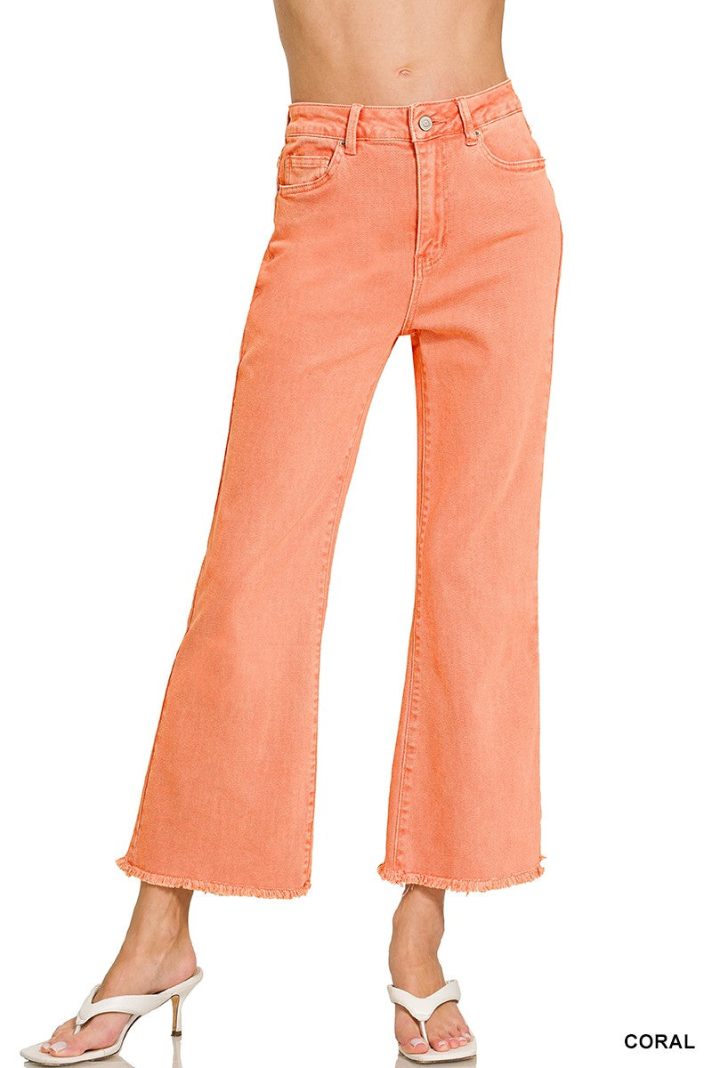 Zenana Coral Acid Wash Pants