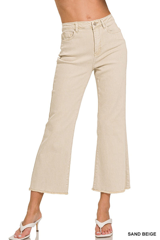 Zenana Sand Beige Acid Wash Pants