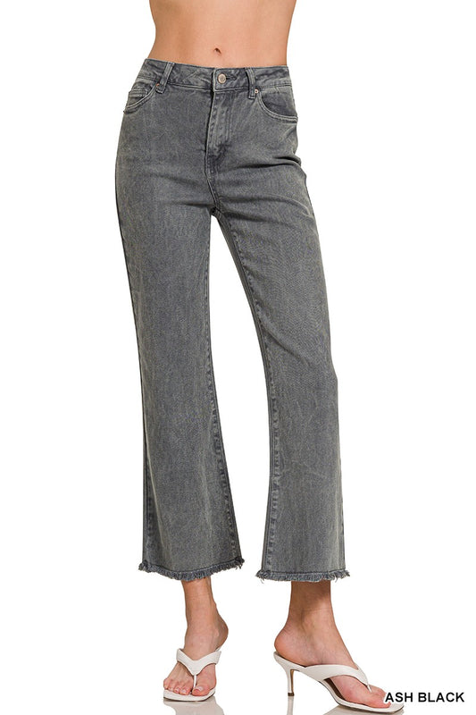 Zenana Ash Black Acid Wash Pants