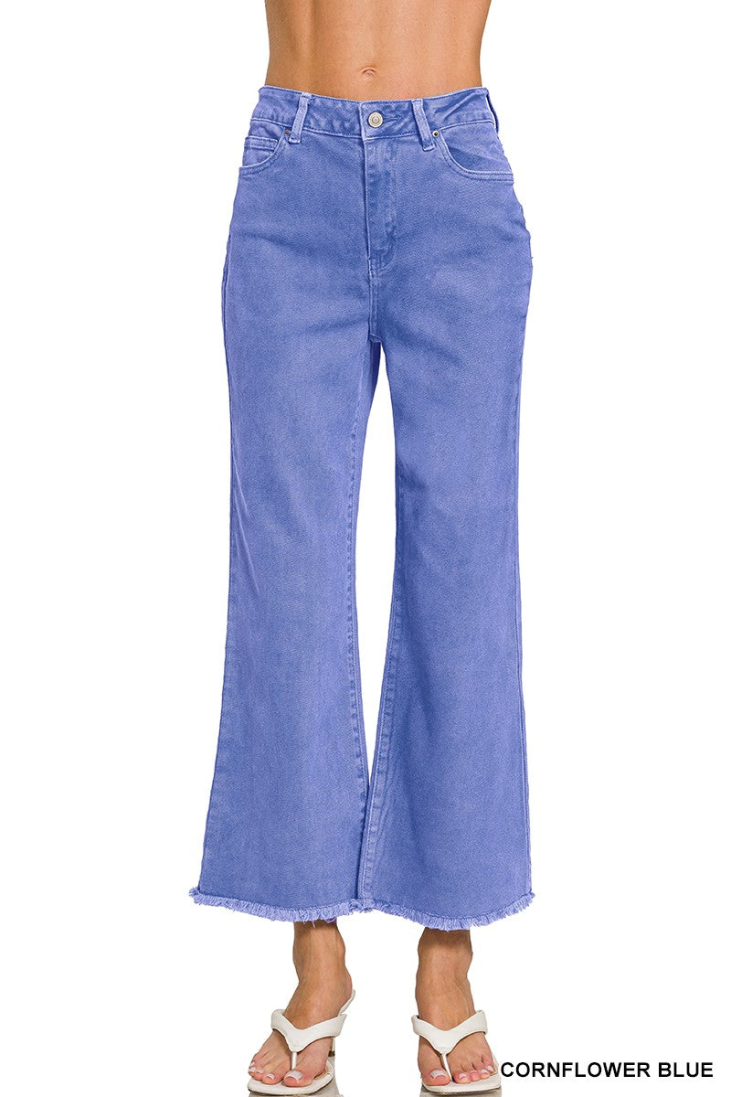Zenana Cornflower Blue Acid Wash Pants