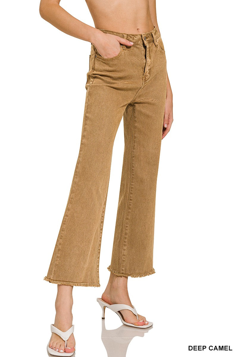 Zenana Deep Camel Acid Wash Pants