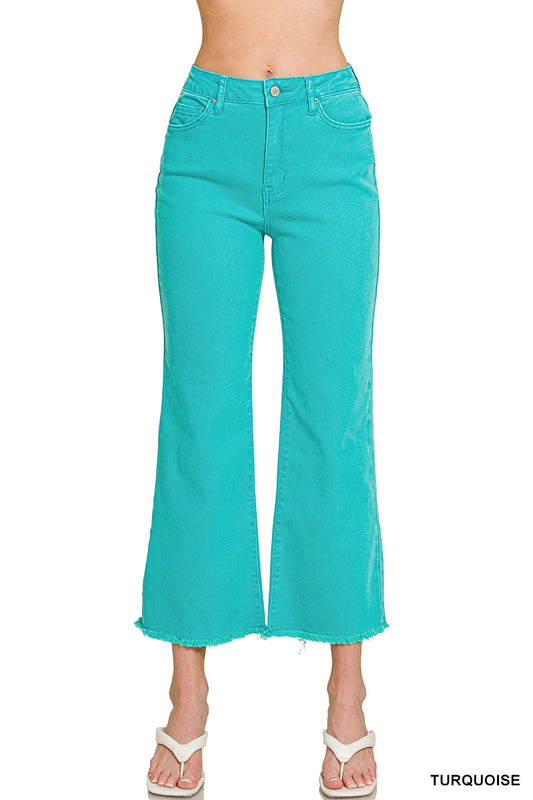 Zenana Turquoise Acid Wash Pants