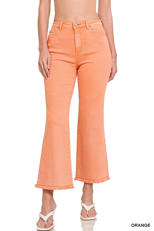 Zenana Orange Acid Wash Pants