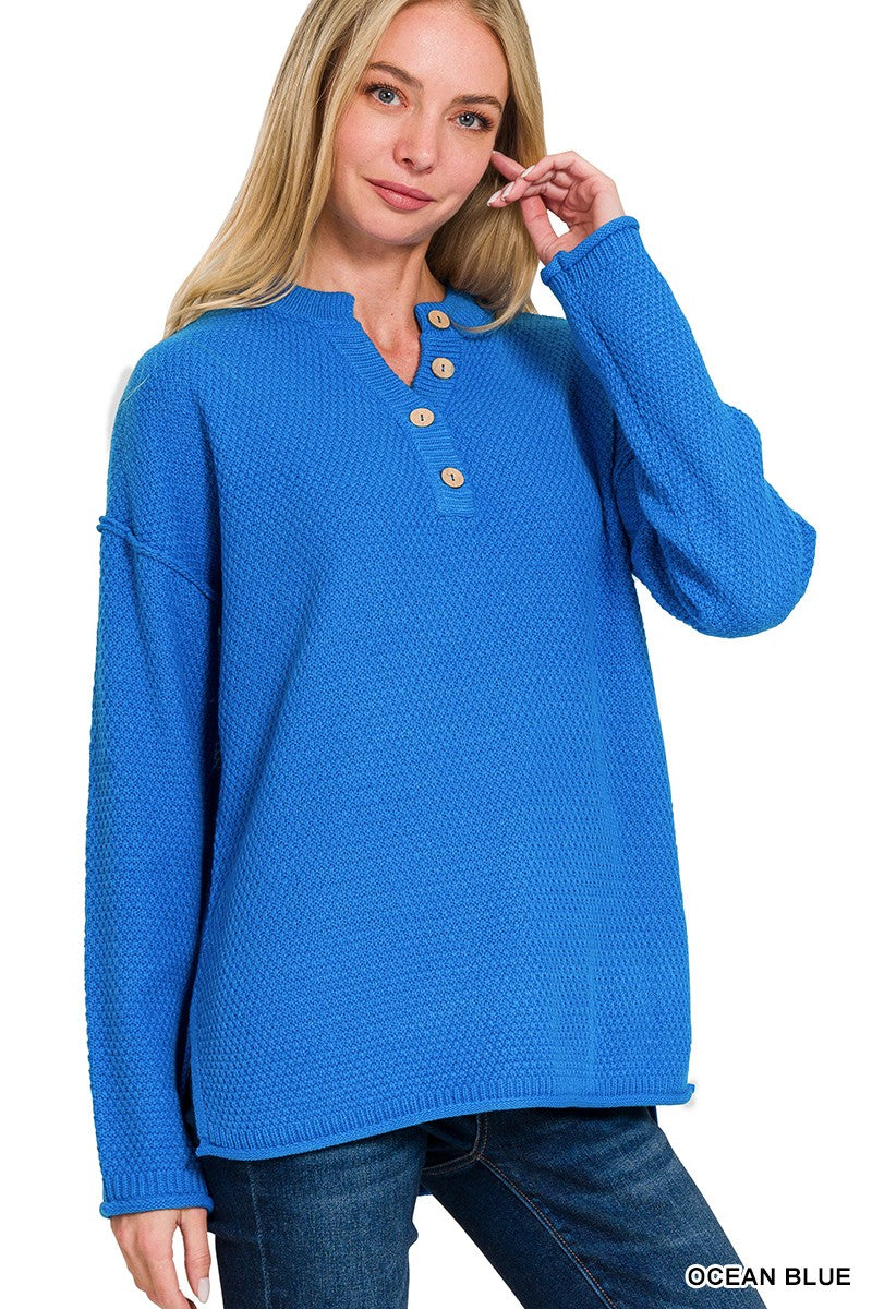 Ocean Blue Henley Sweater