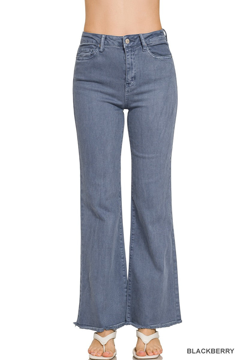 Zenana Long Blackberry Acid Wash Pants