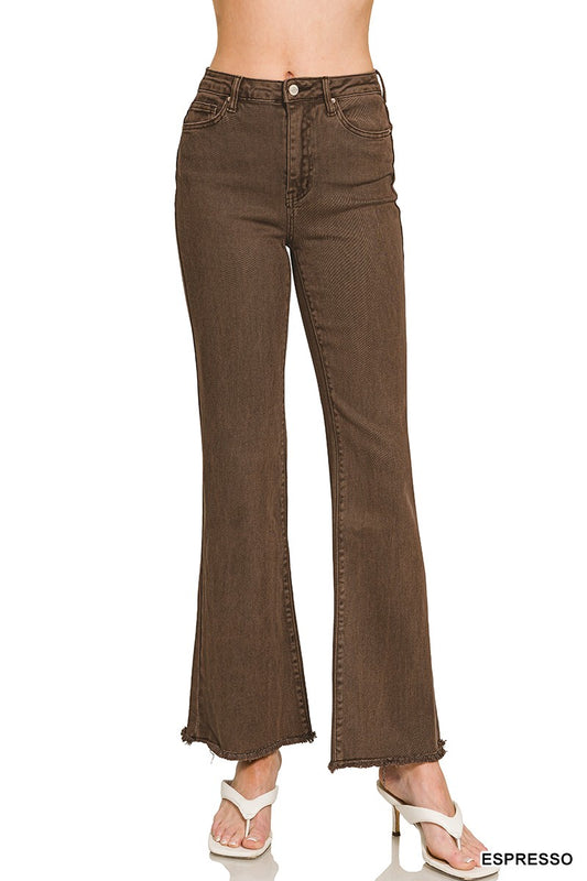 Zenana Long Espresso Acid Wash Pants