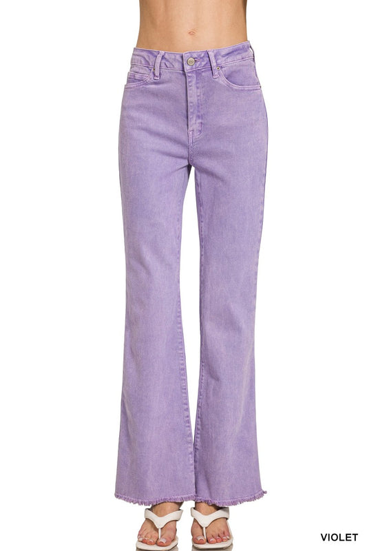 Zenana Long Violet Acid Wash Pants