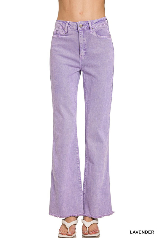 Zenana Long Lavendar Acid Wash Jeans