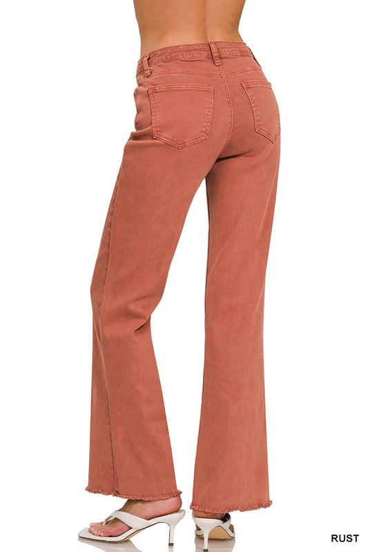 Zenana Long Rust Acid Wash Pants