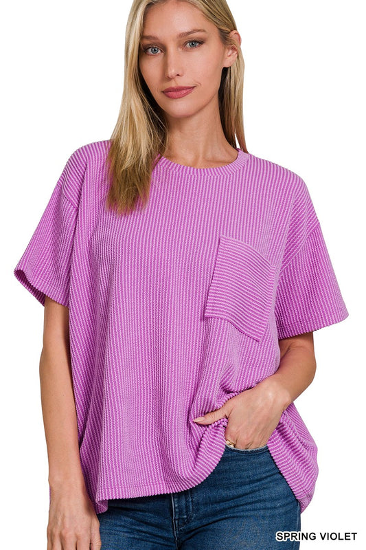 Spring Violet Ribbed Top